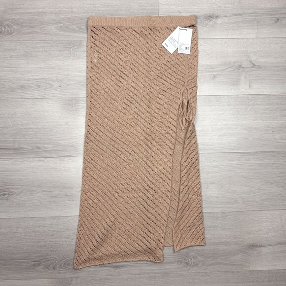 NWT Knix Crochet-Knit Maxi Beach Skirt Cover-Up Taupe Tan M/L - Picture 6 of 9